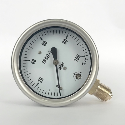304 indicador de presión baja inoxidable del mbar 63m m del indicador de presión de la cápsula del caso de acero del SUS 100